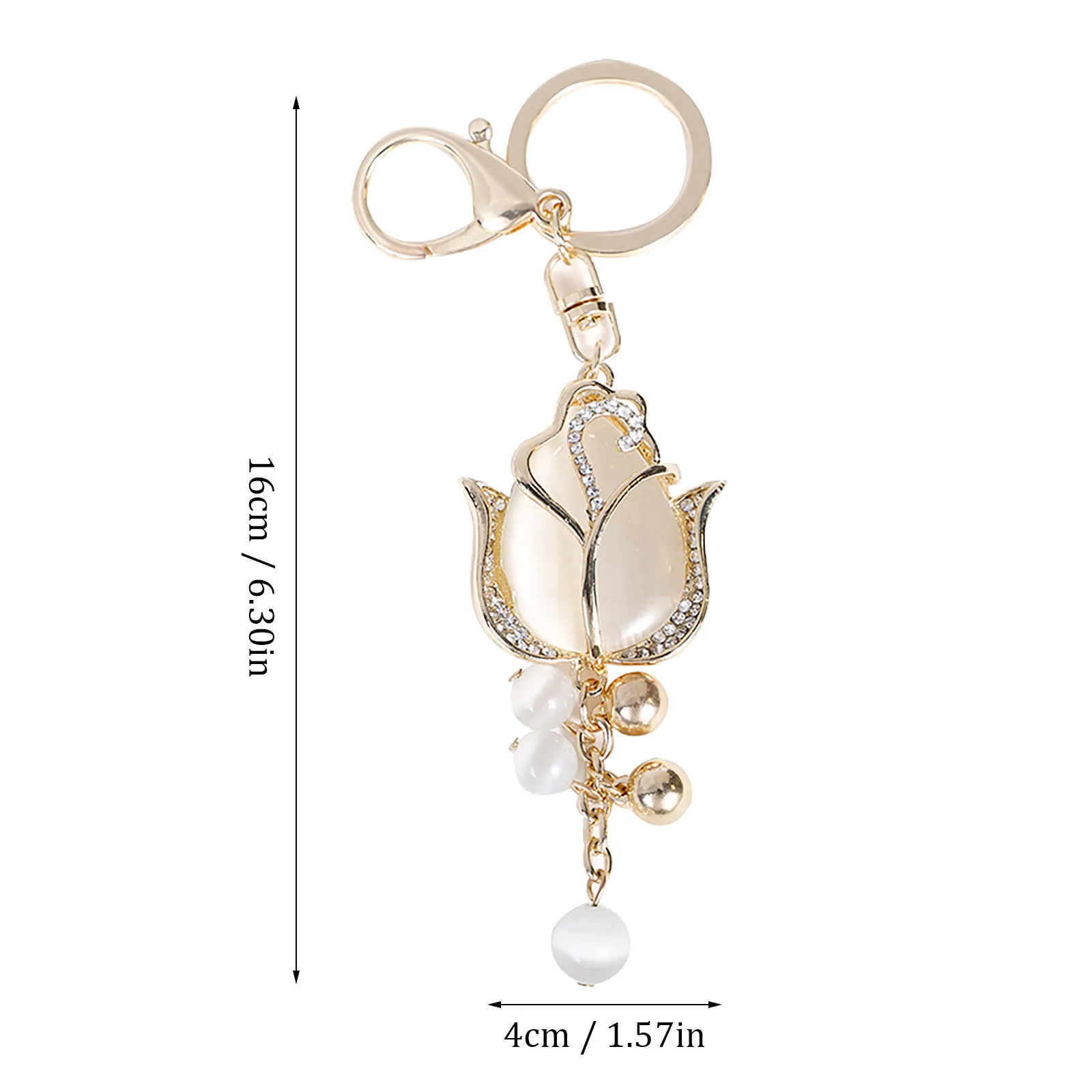

New Pendant Keychain Opal Ornaments Tulip Shaped Keychain Lady Holder Creative Keyring Birthday Gift Pendant Ornament