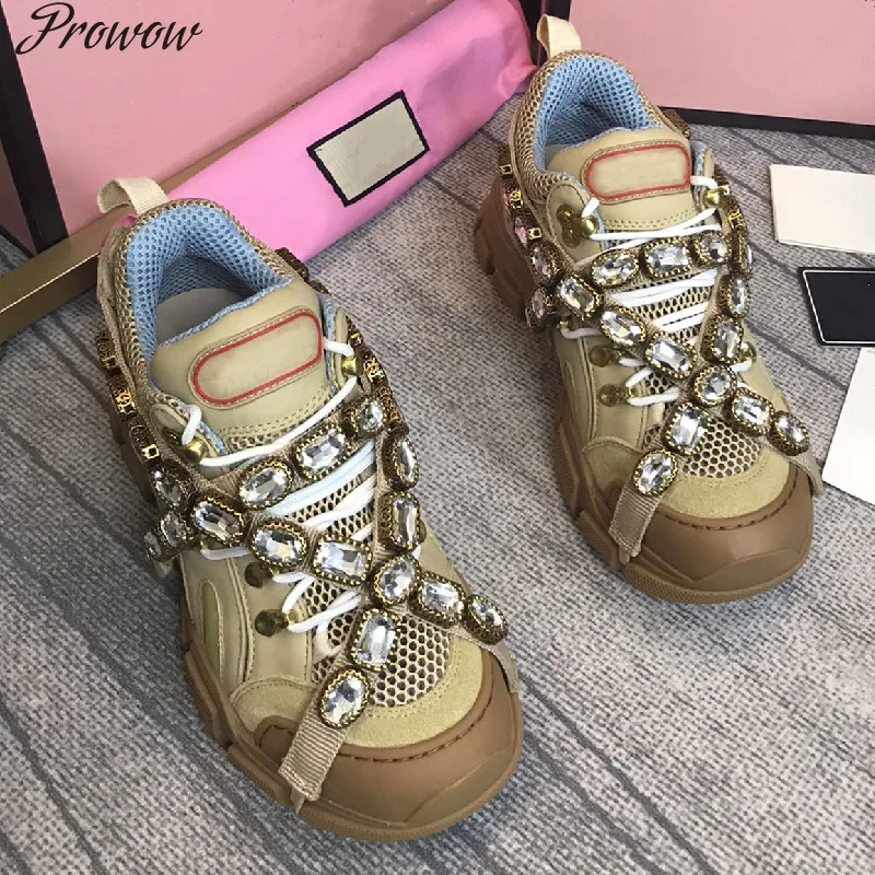 

Prowow Woman Shoes Fashion Patchwork Flats Mesh Breathable Lightweight Running Sneakers Ladies Designer Casual Shoes2021