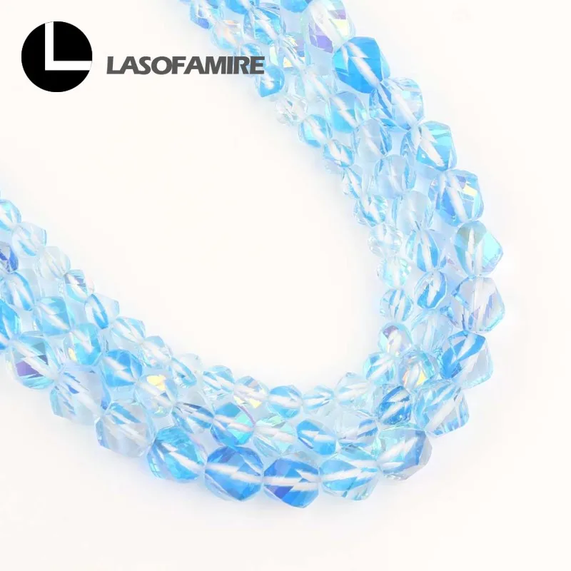 Faceted Blue Natural Austrian Crystal Beads Loose Spacer for Jewelry Making DIY Bracelets Earrings 6/8/10mm 15'' Wholesale |