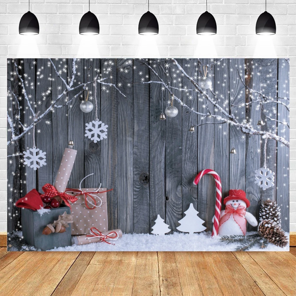 

Рождественский фон для фотосъемки с изображением деревянной доски снежинки для детской портревечерние Декор Фон для фотосъемки для детско...