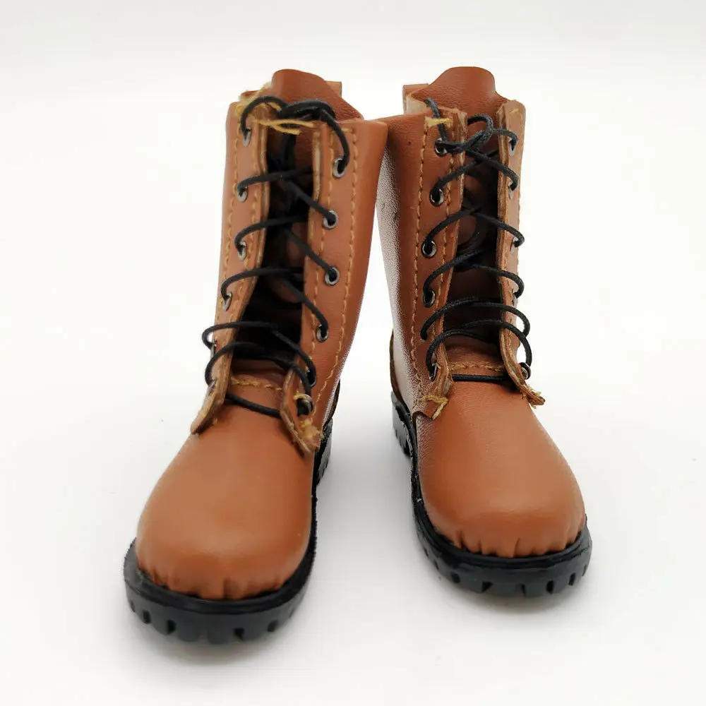 Коричневый 1:6 обувь в масштабе модель ручной работы кожаные ботинки стиле