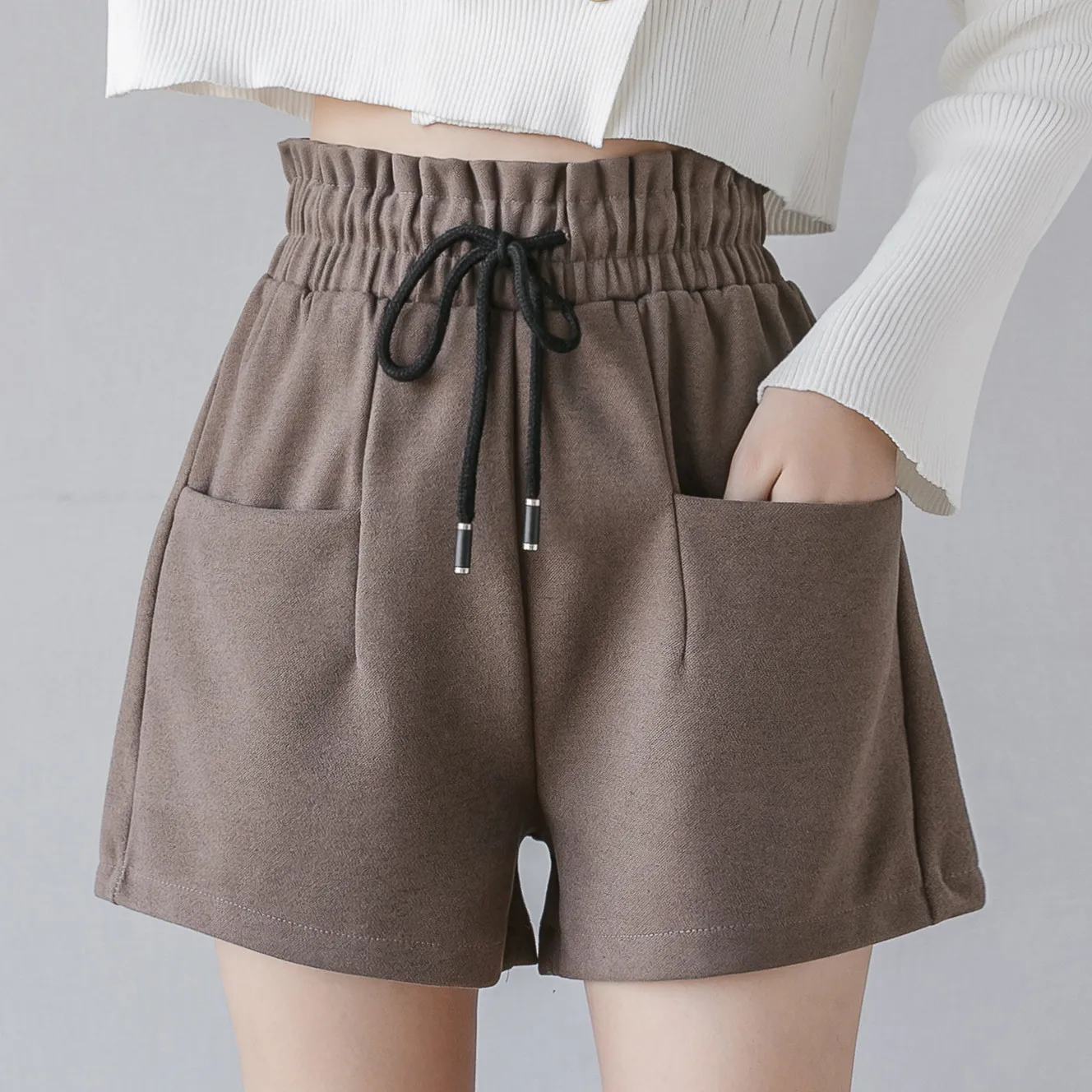 Сезон осень-зима Короткие брюки из твида шерстяные шорты для женщин 2019 пикантные