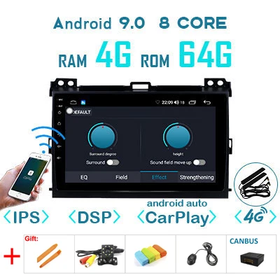 4G64G DSP carplay-C 1280P Android 9,0 4G 64G Carplay gps для Toyota LAND CRUISER Prado 120 Lexus GX470 мультимедиа DSP ips экран стерео без DVD Радио - Цвет: 4G64G DSP carplay-C