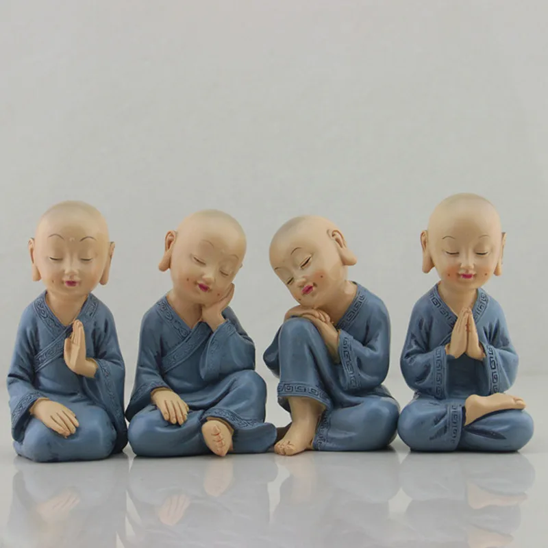 

Украшения для дома в виде четырех маленьких монахов, креативное украшение для дома ручной работы, украшение для центральной консоли автомо...