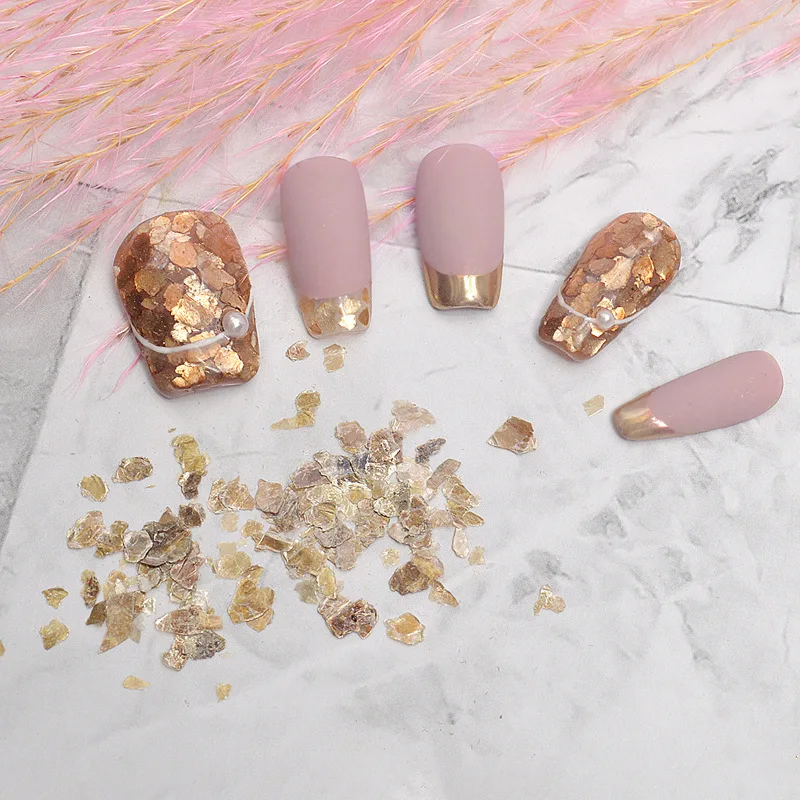 1 шт. 3D раковина абалона Nail Art Блеск нерегулярные пайетки Мрамор слюды ломтик