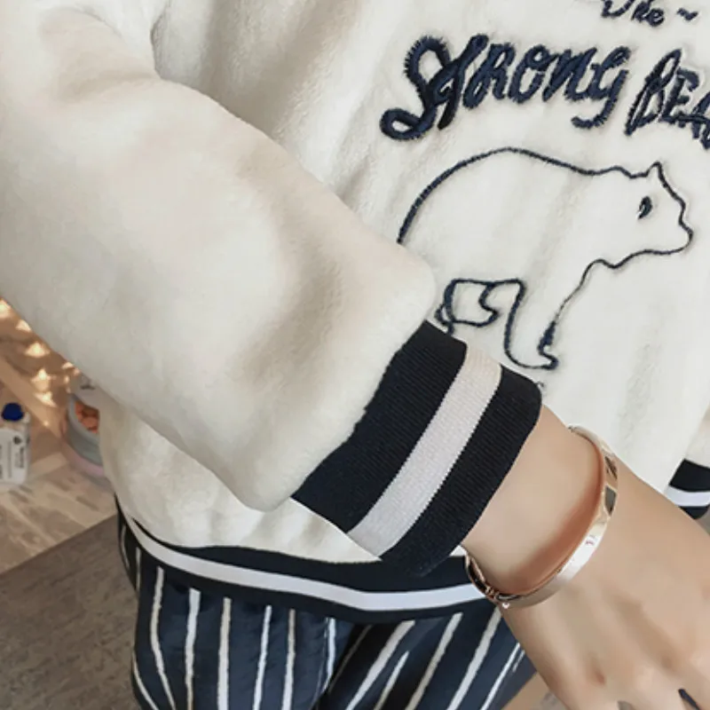 

Women Pajama Sets Flannel Warm Print Simple V-neck Homewear Female Plus Velvet Thicker Sweet Lovely Korean Style Sleeping Wear
