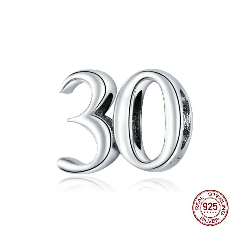 

Birthday Anniversary Number 16 20 30 Charms Silver 925 Original DIY Personalize Beads Fit Bracelet Necklace for Women Men Gift