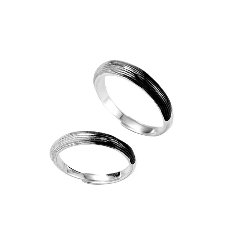 

925 Sterling Silver Grow Old Together Open Couple Rings For Women Romantic Valentine's Day Birthday Gift Fine Jewelry