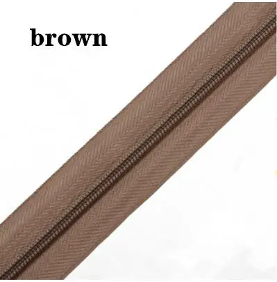 BROWN 5 м длинная молния нейлон 3# пододеяльник подушка одеяло невидимая молния двойная молния черный и белый - Цвет: BROWN