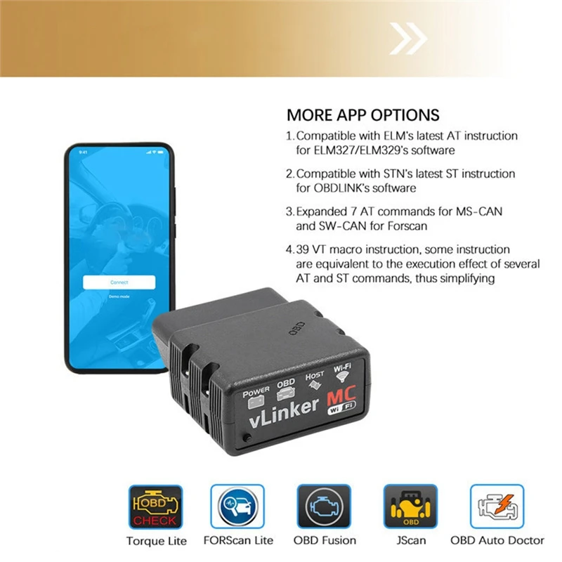 

ELM327 OBD2 WIFI Adapter,Auto OBD II V2.2 Code Scanner Support SW-CAN/MS-CAN for Android/IOS