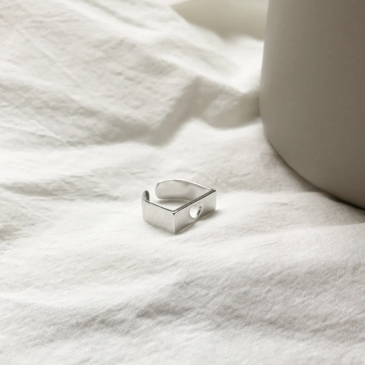 

South Korea Korean-style 925 Sterling Silver Ring Heart Printed Heart Ring Cool Open Ring