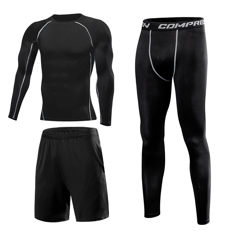 Мужские спортивные комплекты для бега компрессионные дышащие|Наборы бега| |