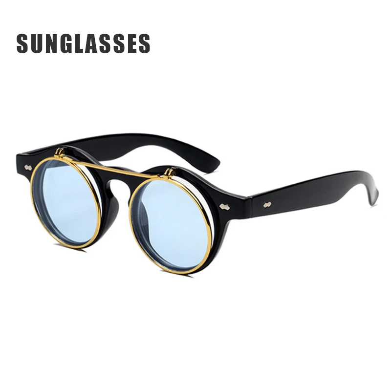 

Retro Flip Round Frame Sunglasses Trendy Rice Nail Style Men And Women Personality Universal Glasses Oculos Dsol Redondo