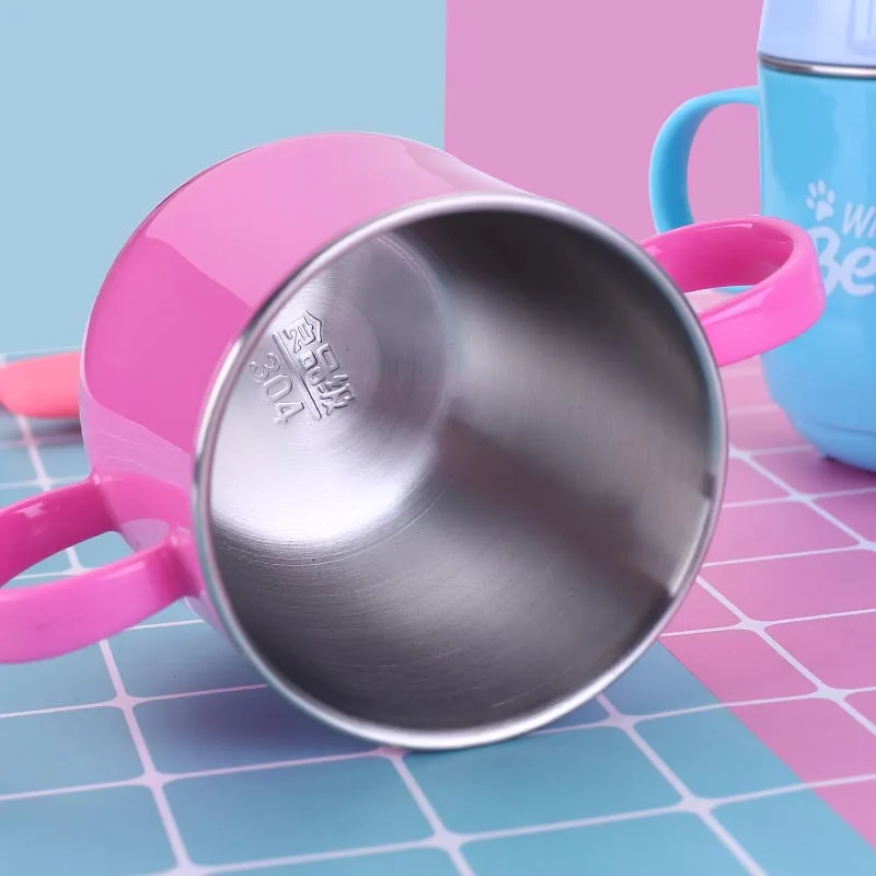 240 мл мультфильм Медведь ребенка термос чашка младенческой молоко с ручкой