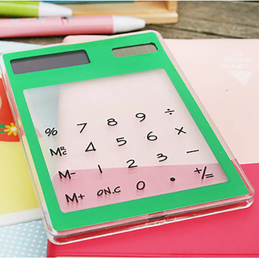 8-значный сенсорный Экран прозрачный калькулятор на солнечных батареях