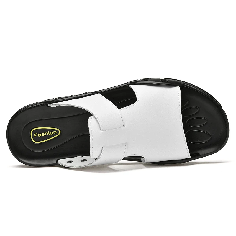 Шлепанцы мужские летние из натуральной кожи брендовые сандалии Повседневная