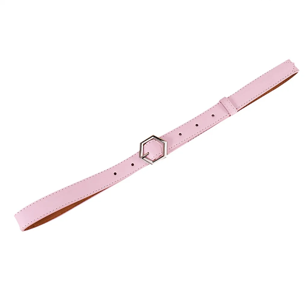 Женский ремень металлическая застежка геометрической формы кожаный однотонный