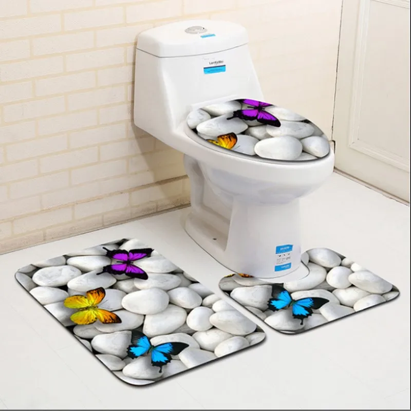 3 шт./компл. коврик для ванной с рисунком булыжника фланелевый контурный крышка