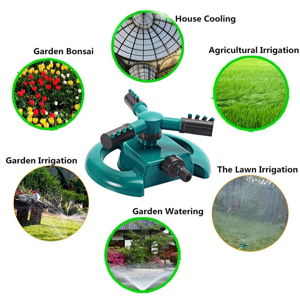 

Garden Sprinkler 360 Automatic Rotation Nursery Irrigation Rotating Trigeminal Series Sprinkler with disc base