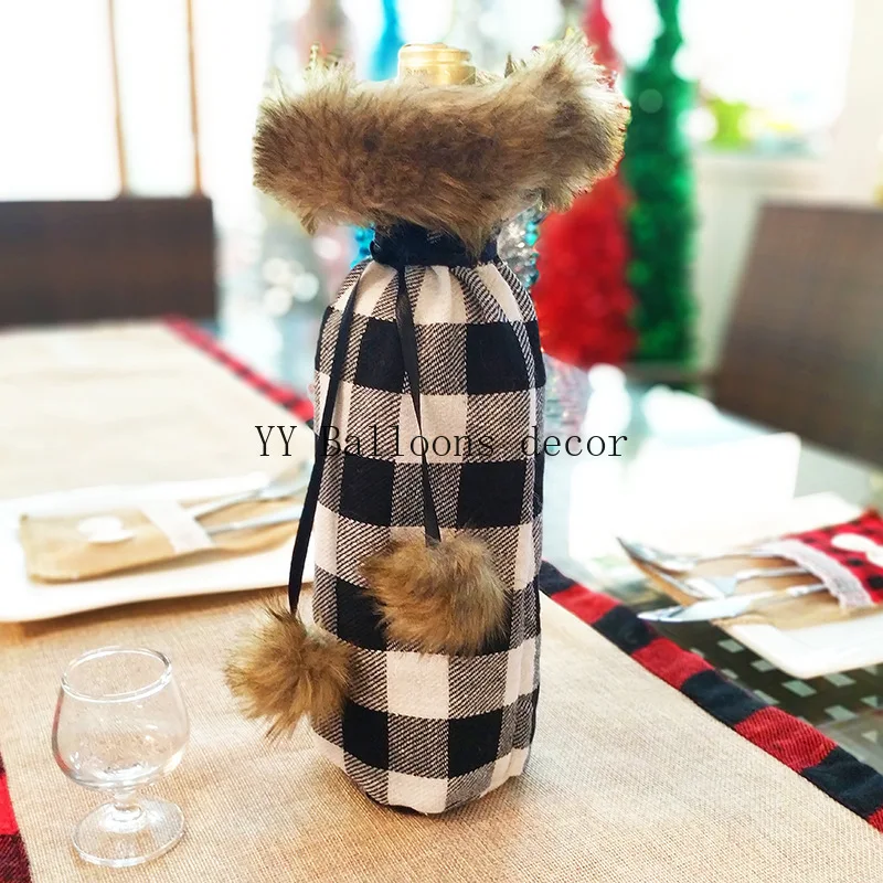 2pcs 2020 Christmas Red Wine Bottle Covers Bag Santa Clause Linen Champagne Party Home Decor Table | Дом и сад