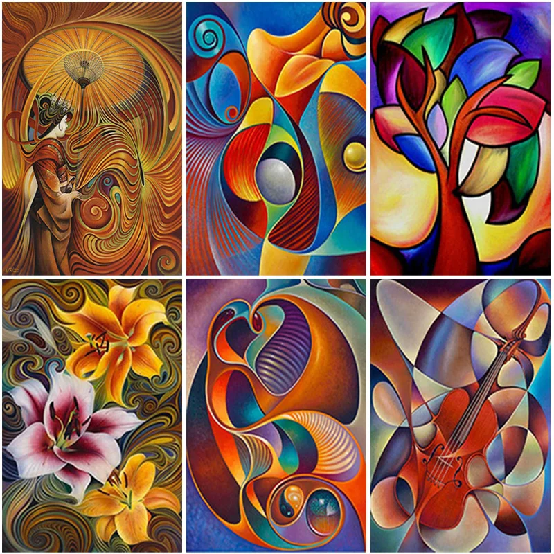 

Abstract Diamond Painting Tree Full Square Round Resin 5D Diamond Embroidery Rhinestones Mosaic Kits Art Animal Home Decoration