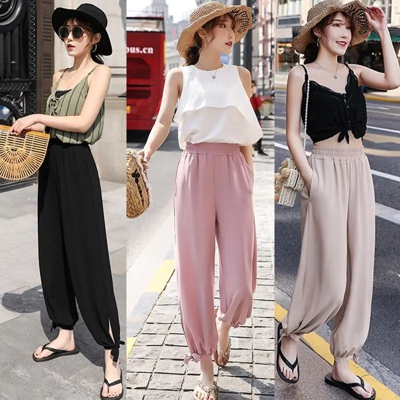 

2021 spring / summer large 9 / 2 Wide Leg Pants high waist loose and versatile Harlan casual pants