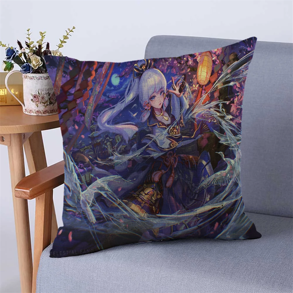 

Genshin Impact Cushion Cover 3D Linen Cotton Pillowcase Decoration 45×45 Bedroom Home Sofa Waist Cushion Cover Custom Pillowcase