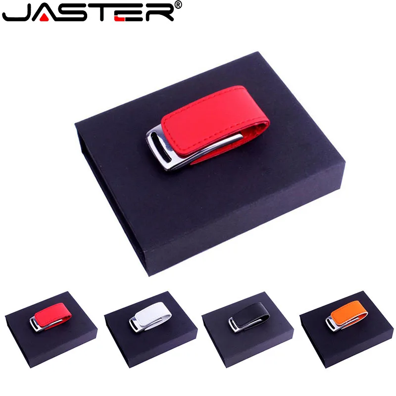 

JASTER leather pendrive with packingbox usb flash drive 64GB 32GB 16GB 8GB 4GB USB 2.0 Memory Stick Pendrives USB Disk gift