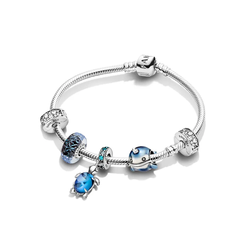 

New S925 Silver Color Star Design Multiple Snake Bone Bracelet Fit Original Pandora Charm For Women Jewelry Gift