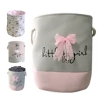 Балетные туфли с бантом для девочек, корзина для хранения из льна и хлопка, круглая, для грязной одежды, холщовые корзины для хранения игрушка ведро