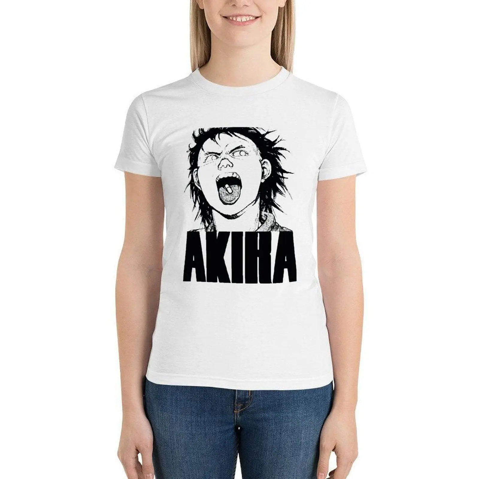 

Футболка Akira Tetsuo женская с японским аниме, хлопковая Модная рубашка с круглым вырезом и коротким рукавом, модная уличная одежда
