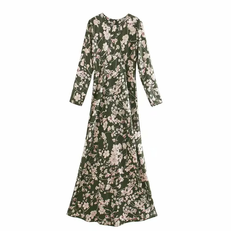 Женское длинное платье с цветочным принтом Элегантное повседневное облегающее