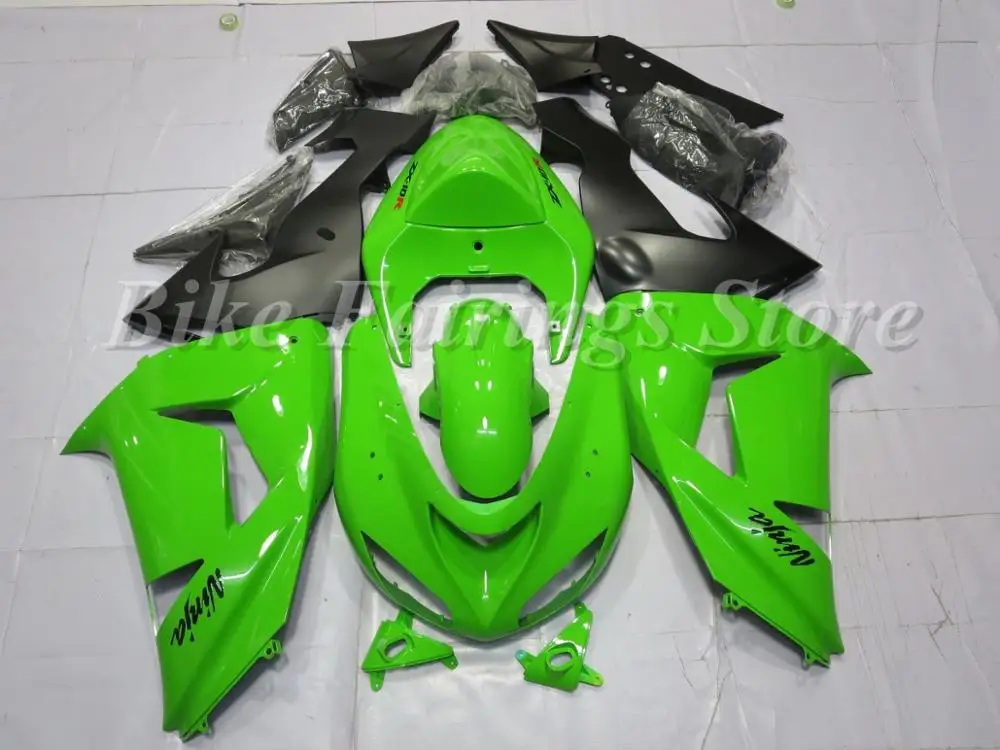 

Высококачественный новый комплект обтекателей ABS с полным двигателем подходит для Kawasaki Ninja ZX-10R ZX10R 2006 2007 06 07 обтекатели комплект зеленый чер...