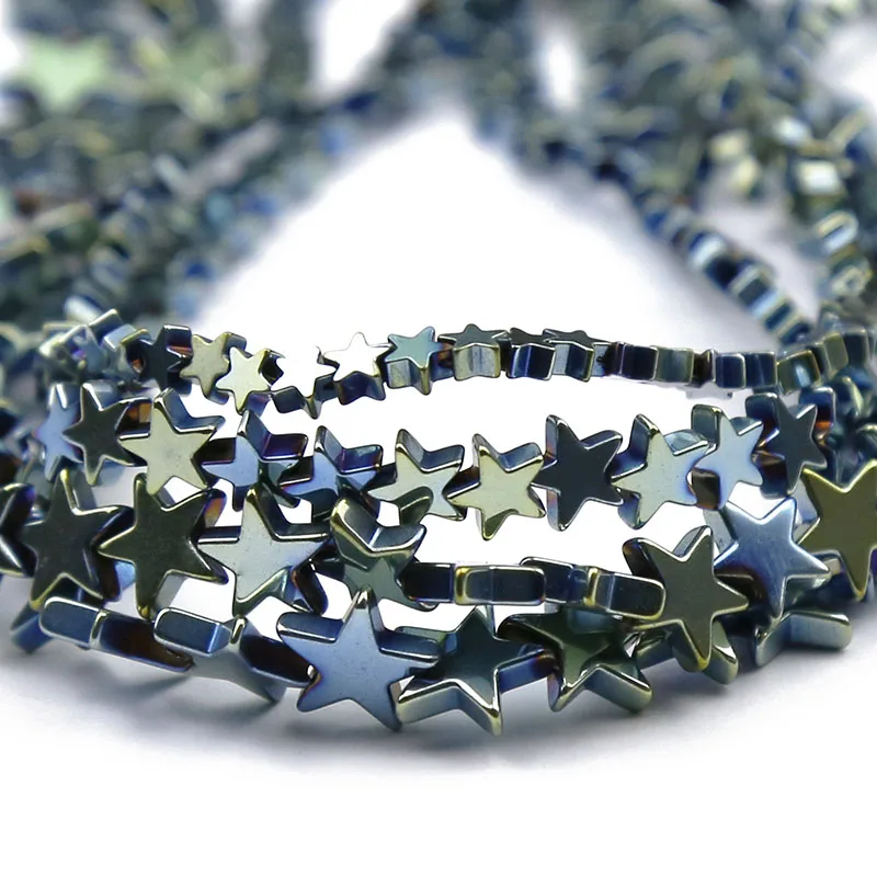 Зеленый гематит JHNBY с покрытием пятиконечная звезда натуральный камень 4/6/8/10 мм