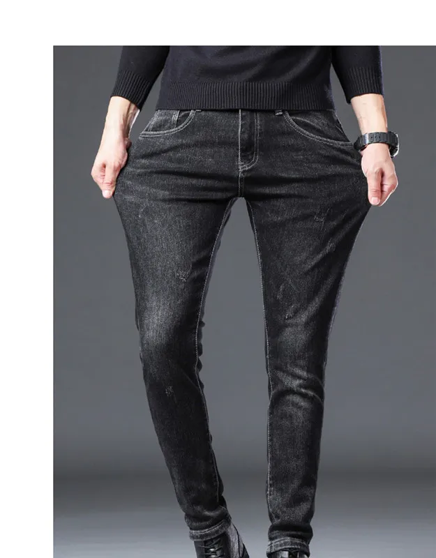 

Spring Autumn New Winter Wear Jeans Straight Loose Elastic Cultivate One's Morality Leisure Trousers