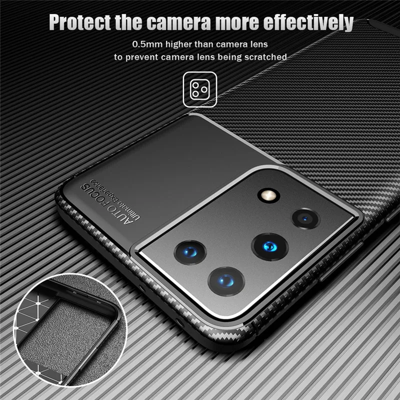 

2 in 1 S21 S 21 Ultra Plus S21Ultra S21 Plus Case Carbon Fiber Soft Silicone Back Cover For Samsung Galaxy S21 S 21 Ultra Plus
