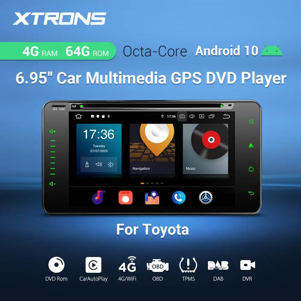 XTRONS 6 95 ''Android 10 0 Octa Core автомобильный DVD плеер радио GPS для Toyota RAV4 Corolla Vios Hilux Terios Land