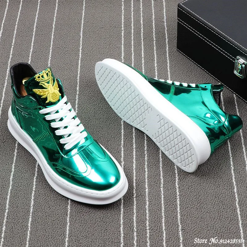 Туфли мужские высокие с вышивкой повседневные кроссовки Мокасины лоферы обувь