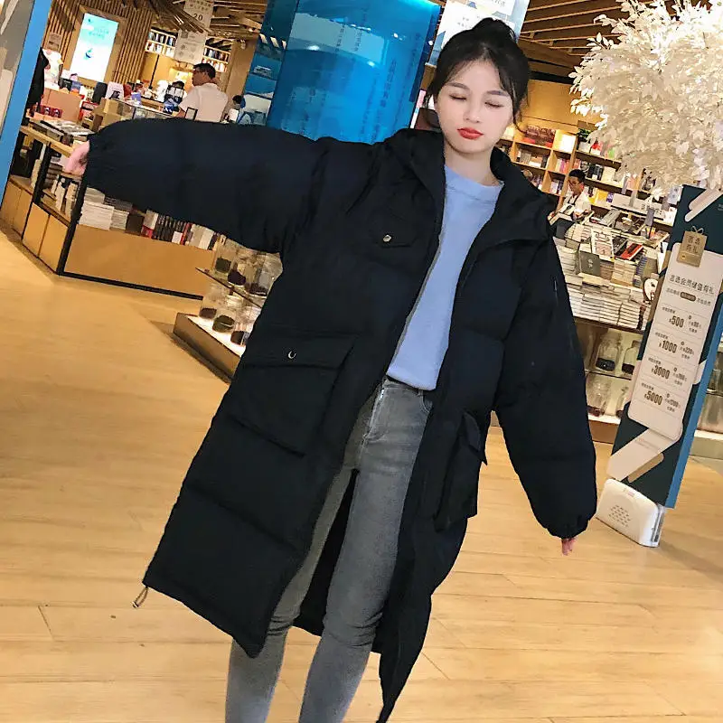 

New Winter Jacket Women Long Oversized Warm Thick Down Cotton Coat Female Padded Hooded Winter Woman Coats Outerwear Q2791