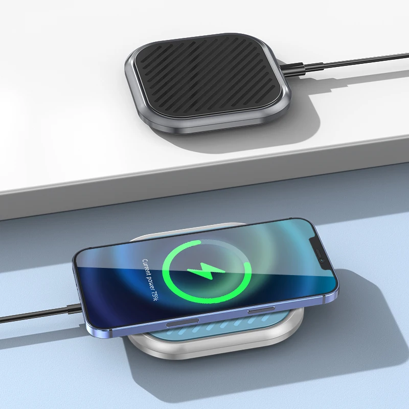 

15W Magnetic Wireless Charging For iPhone 12 Pro Max Mini SE QI Fast Charge For Samsung USB C PD Adapter LED Lamp Magnet Charger