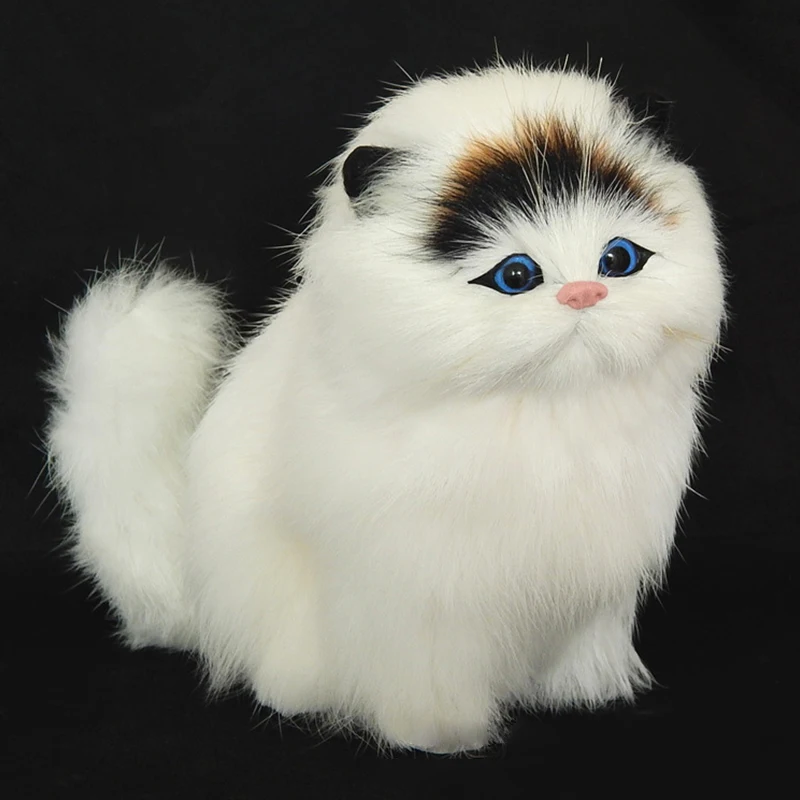 Simulation plush cat crouching animal models handmade realistic cat dolls children plush toys home decoration Will make a sound