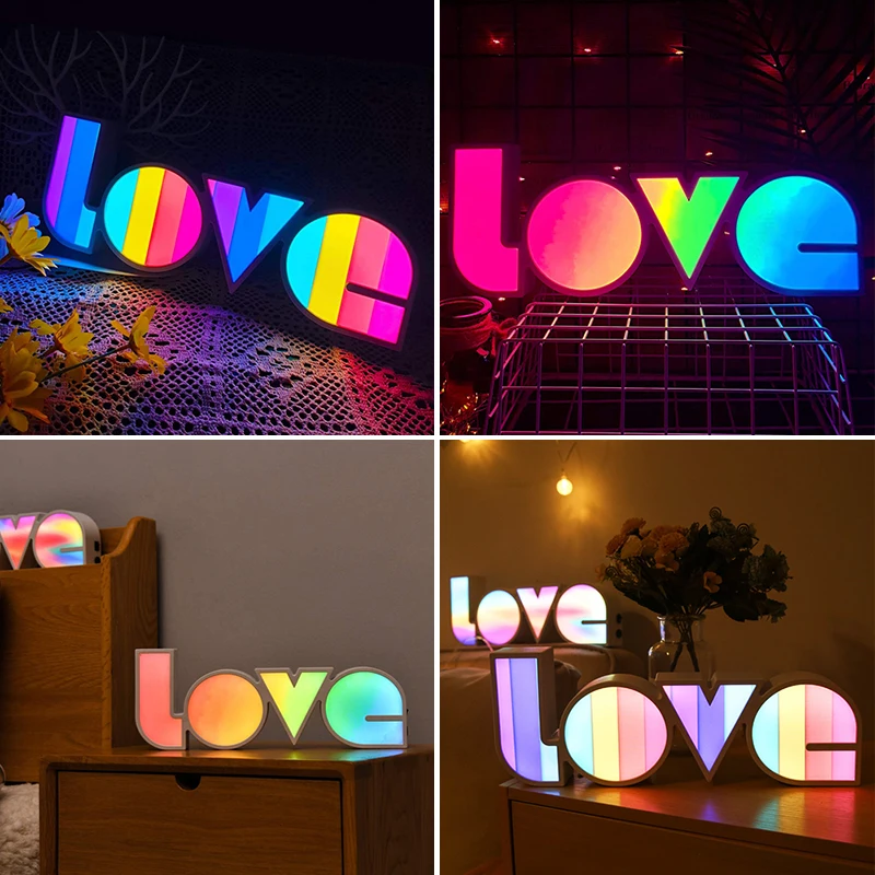 

LED Night Lights LOVE Letter Modeling Lamp Neon Light For Holiday Wedding Xmas Room Wedding Decoration Lighting Valentine's Gift