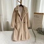 Женское зимнее теплое пальто из искусственного меха, толстое женское длинное пальто, женское теплое пальто с отложным воротником