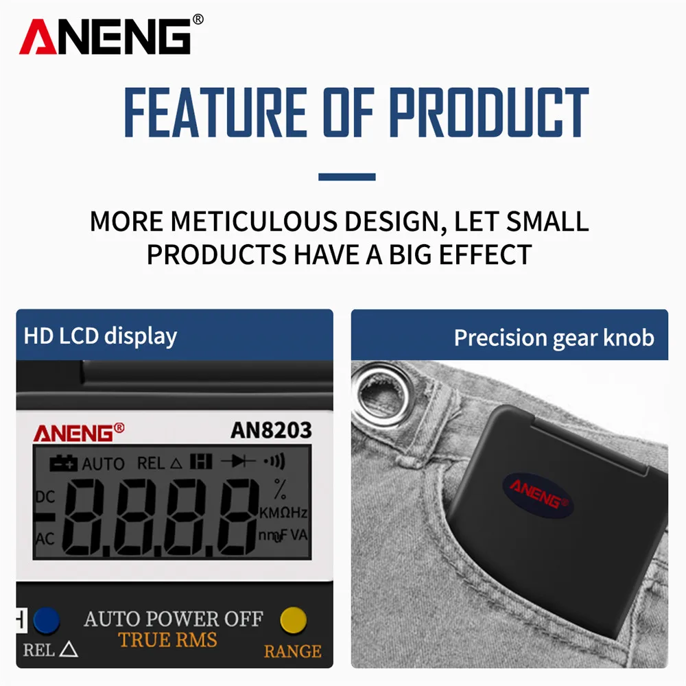 ANENG AN8203 автомобильный мультиметр мини цифровой multimeter мультимитр тестер