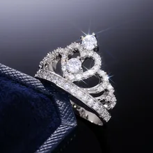 2021 New Hot Selling Classic Women's Crown Zircon Wedding Ring Fashion Trend Simple Jewelry Anniversary Gifts