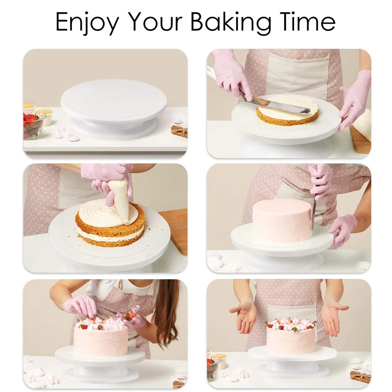 Вращающаяся пластиковая вращающаяся подставка для торта 11 дюймов | Дом и сад
