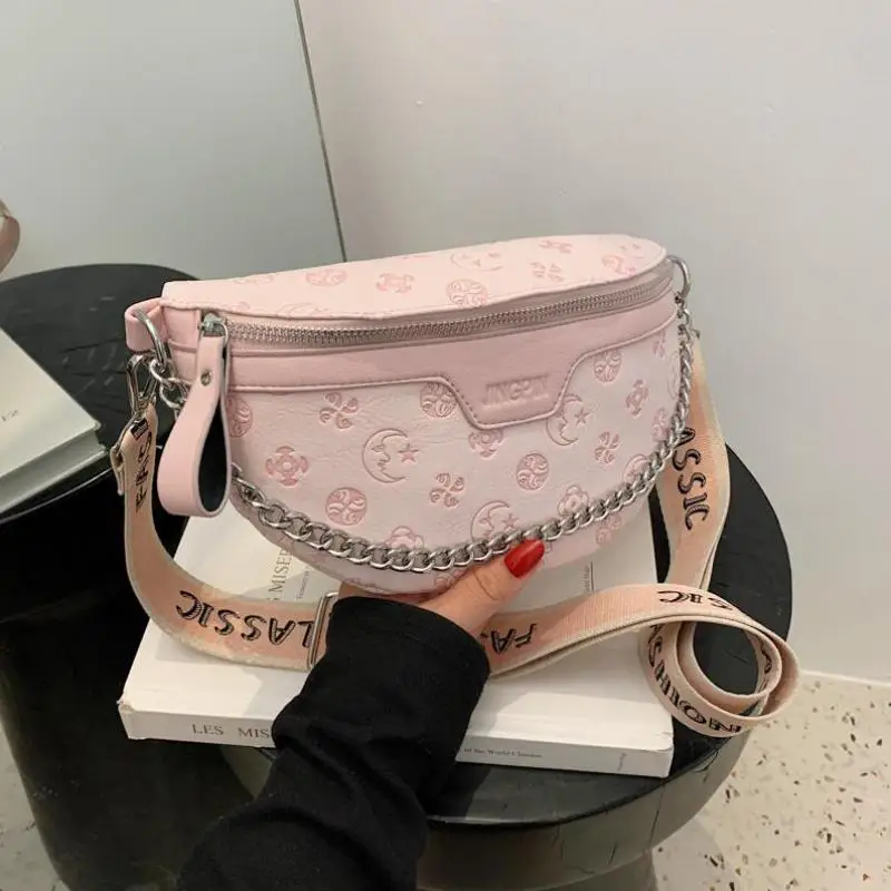 Маленькая забавная сумка с принтом цепей сумки через плечо для женщин 2021 простая