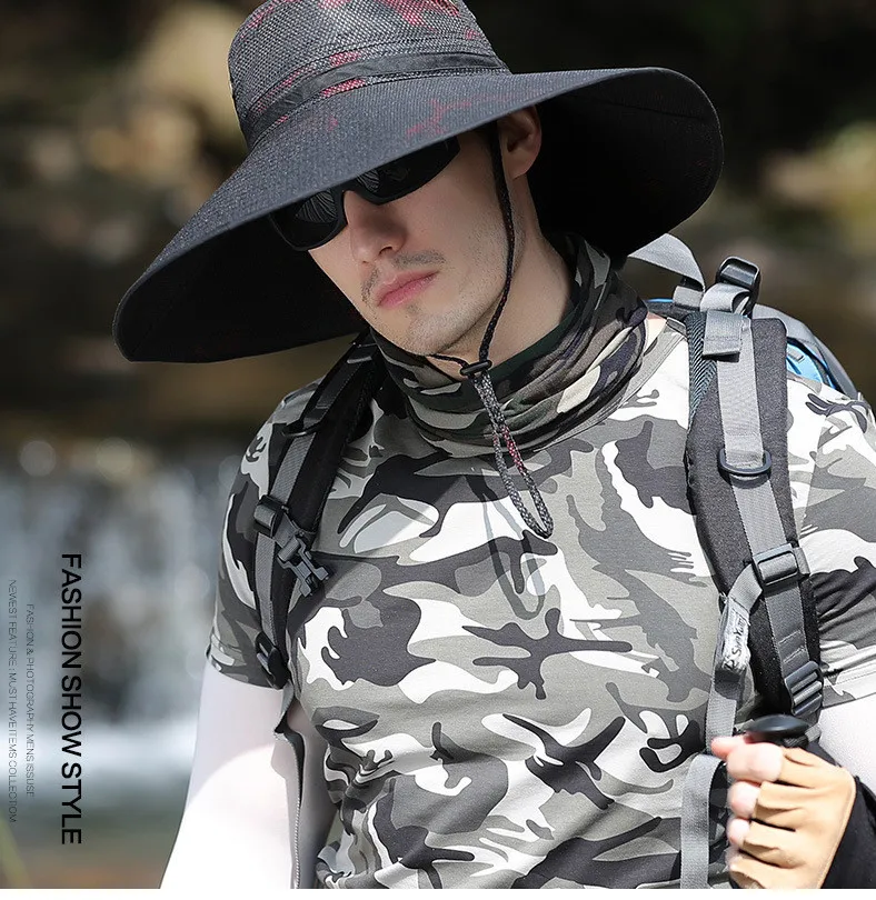 Кепка рыболовная мужская с УФ защитой и широкими полями камуфляжная