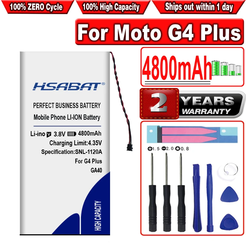 Аккумулятор HSABAT GA40 4800 мАч для Motorola Moto G4 Plus XT1642 XT1640 xt1626 XT1625 XT1622 XT1644 XT1643