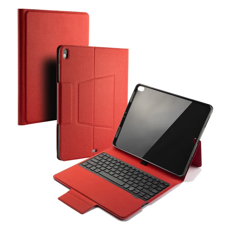 [Новинка] Беспроводная клавиатура Blue tooth для iPad pro 12,", Премиум чехол из тонкой кожи+ умный сон+ все в одном дизайне - Цвет: Silver